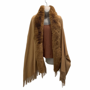 Luxurious Tan Faux Fur Trim Wrap